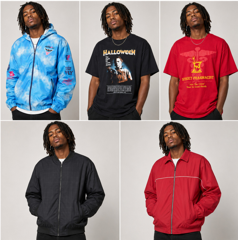 Men’s XL / 2XL Streetwear Clothing Lot – Jackets, Hoodies & Graphic Tees